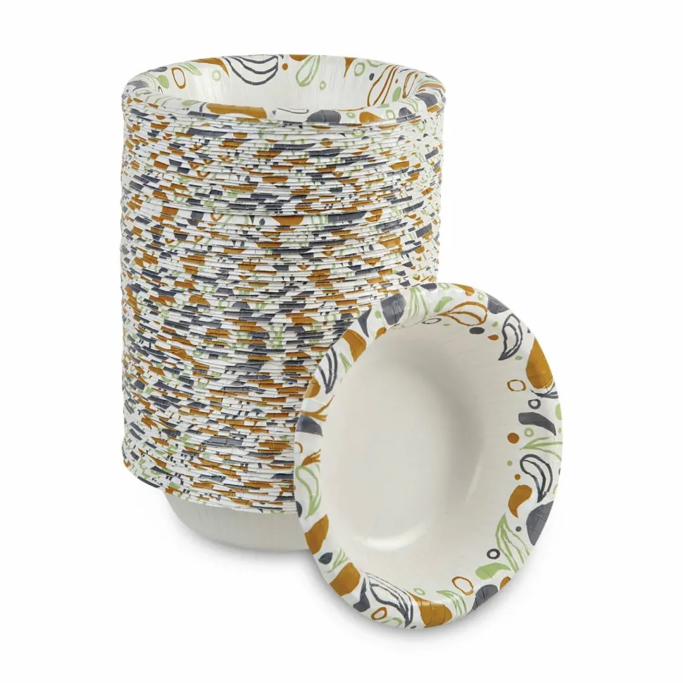 Boardwalk Deerfield Printed Paper Bowl, 12 oz, Coated/Soak Proof, Multicolor, 125/Pack, 8 Packs/Carton