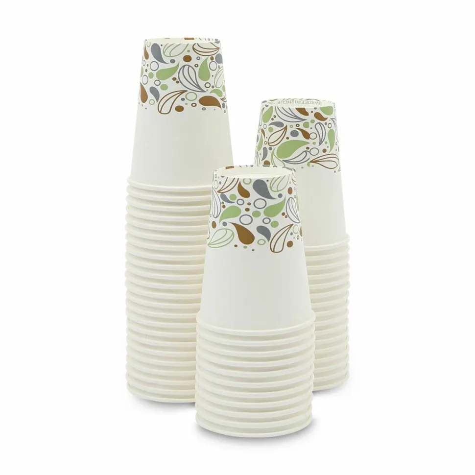 Boardwalk Deerfield Printed Paper Hot Cups, 12 oz, 50/Sleeve, 20 Sleeves/Carton