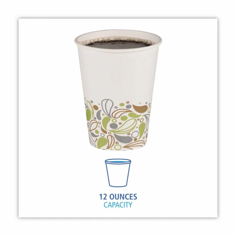 Boardwalk Deerfield Printed Paper Hot Cups, 12 oz, 50/Sleeve, 20 Sleeves/Carton