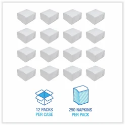 Boardwalk Dinner Napkin, 1-Ply, 17 x 17, White, 250/Pack, 12 Packs/Carton