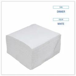 Boardwalk Dinner Napkin, 1-Ply, 17 x 17, White, 250/Pack, 12 Packs/Carton