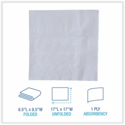 Boardwalk Dinner Napkin, 1-Ply, 17 x 17, White, 250/Pack, 12 Packs/Carton