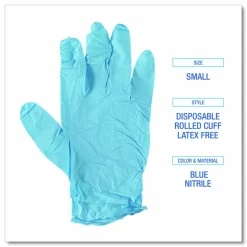 Boardwalk Disposable Examination Nitrile Gloves, Powder-Free, Small, 5 mil Thick, 9.5