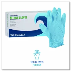 Boardwalk Disposable Examination Nitrile Gloves, Powder-Free, X-Large, 5 mil Thick, 9.5