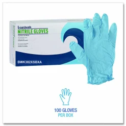 Boardwalk Disposable Examination Nitrile Gloves, Powder-Free, X-Small, 5 mil Thick, 9.5" Long, Blue, 100/Box