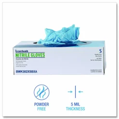 Boardwalk Disposable Examination Nitrile Gloves, Powder-Free, X-Small, 5 mil Thick, 9.5