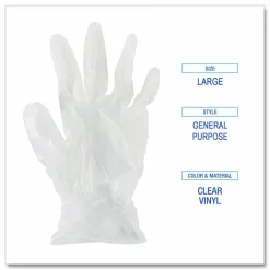 Boardwalk General Purpose Vinyl Gloves, Powder-Free, X-Large, 2.6 mil Thick, 9.5