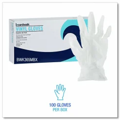 Boardwalk General Purpose Vinyl Gloves, Powder-Free, Medium, 2.6 mil Thick, 9.5" Long, Clear, 100/Box, 10 Boxes/Carton