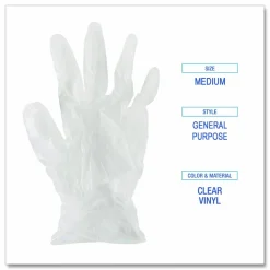 Boardwalk General Purpose Vinyl Gloves, Powder-Free, Medium, 2.6 mil Thick, 9.5