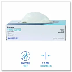 Boardwalk General Purpose Vinyl Gloves, Powder-Free, Large, 2.6 mil Thick, 9.5" Long, Clear, 100/Box, 10 Boxes/Carton