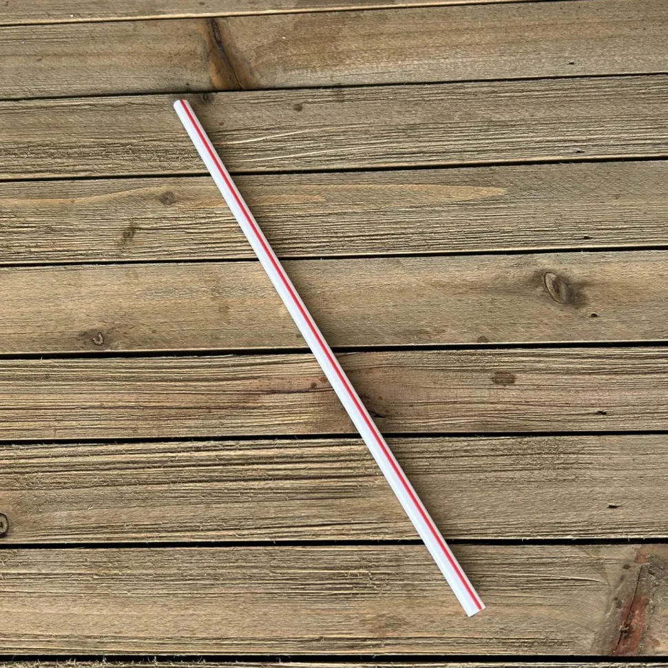 Boardwalk Jumbo Straws, 7.75", Polypropylene, Red/White Striped, 250/Pack, 50 Packs/Carton