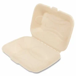 Boardwalk Molded Fiber PFAS-Free Food Containers, Hoagie/Hinged Lid, 6 x 3 x 9, Tan, Sugarcane, 250/Carton