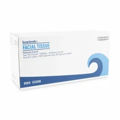 Boardwalk Office Packs Facial Tissue, Flat Box, 2-Ply, White, 100 Sheets/Box, 30 Boxes/Carton