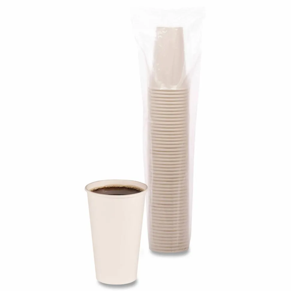 Boardwalk Paper Hot Cups, 16 oz, White, 50/Sleeve, 20 Sleeves/Carton