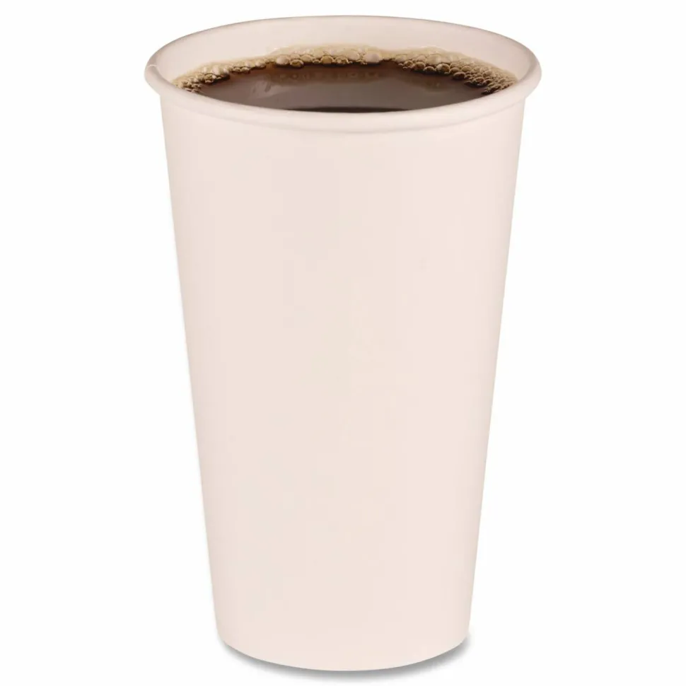 Boardwalk Paper Hot Cups, 16 oz, White, 50/Sleeve, 20 Sleeves/Carton