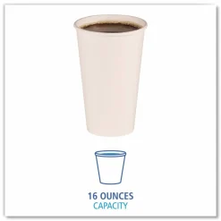 Boardwalk Paper Hot Cups, 16 oz, White, 50/Sleeve, 20 Sleeves/Carton