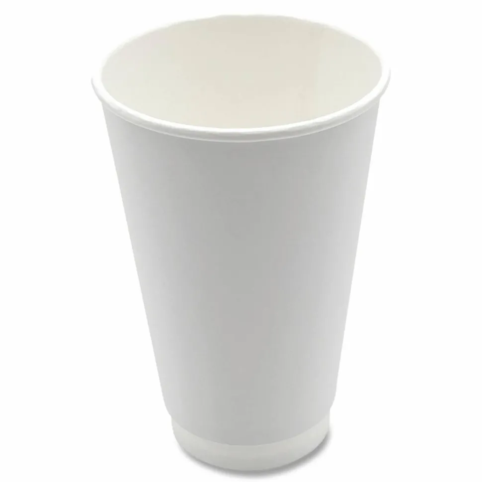 Boardwalk Paper Hot Cups, Double-Walled, 16 oz, White, 500/Carton