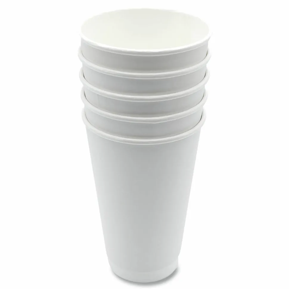 Boardwalk Paper Hot Cups, Double-Walled, 16 oz, White, 500/Carton