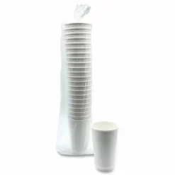 Boardwalk Paper Hot Cups, Double-Walled, 16 oz, White, 500/Carton