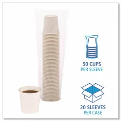 Boardwalk Paper Hot Cups, 4 oz, White, 50/Sleeve, 20 Sleeves/Carton