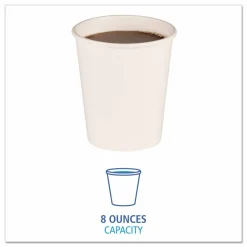 Boardwalk Paper Hot Cups, 8 oz, White, 50/Sleeve, 20 Sleeves/Carton