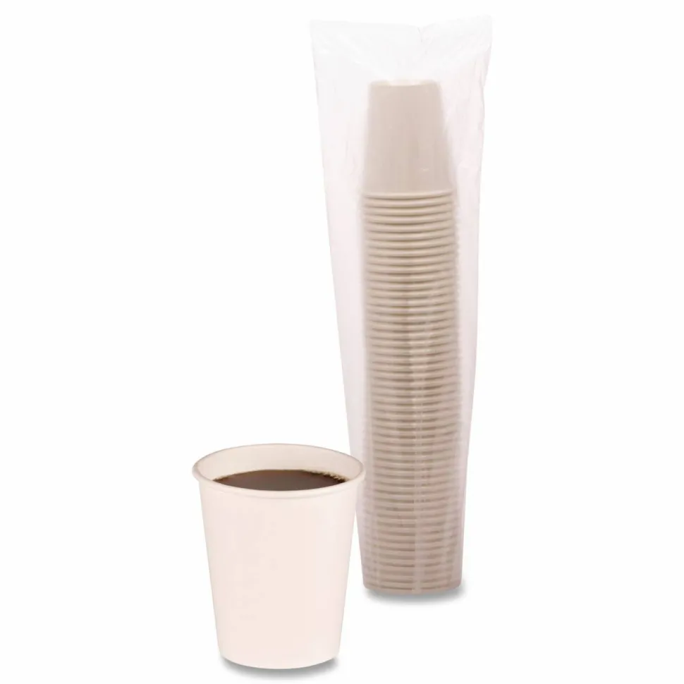 Boardwalk Paper Hot Cups, 8 oz, White, 50/Sleeve, 20 Sleeves/Carton