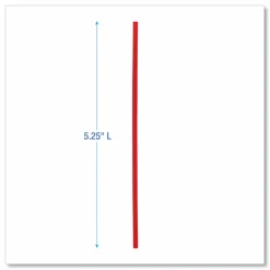 Boardwalk Single-Tube Stir-Straws,5.25", Polypropylene, Red, 1,000/Pack, 10 Packs/Carton