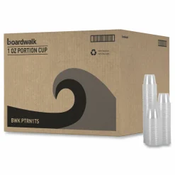 Boardwalk Souffle/Portion Cups, 1 oz, Plastic, Clear, 125/Sleeves, 20 Sleeves/Carton