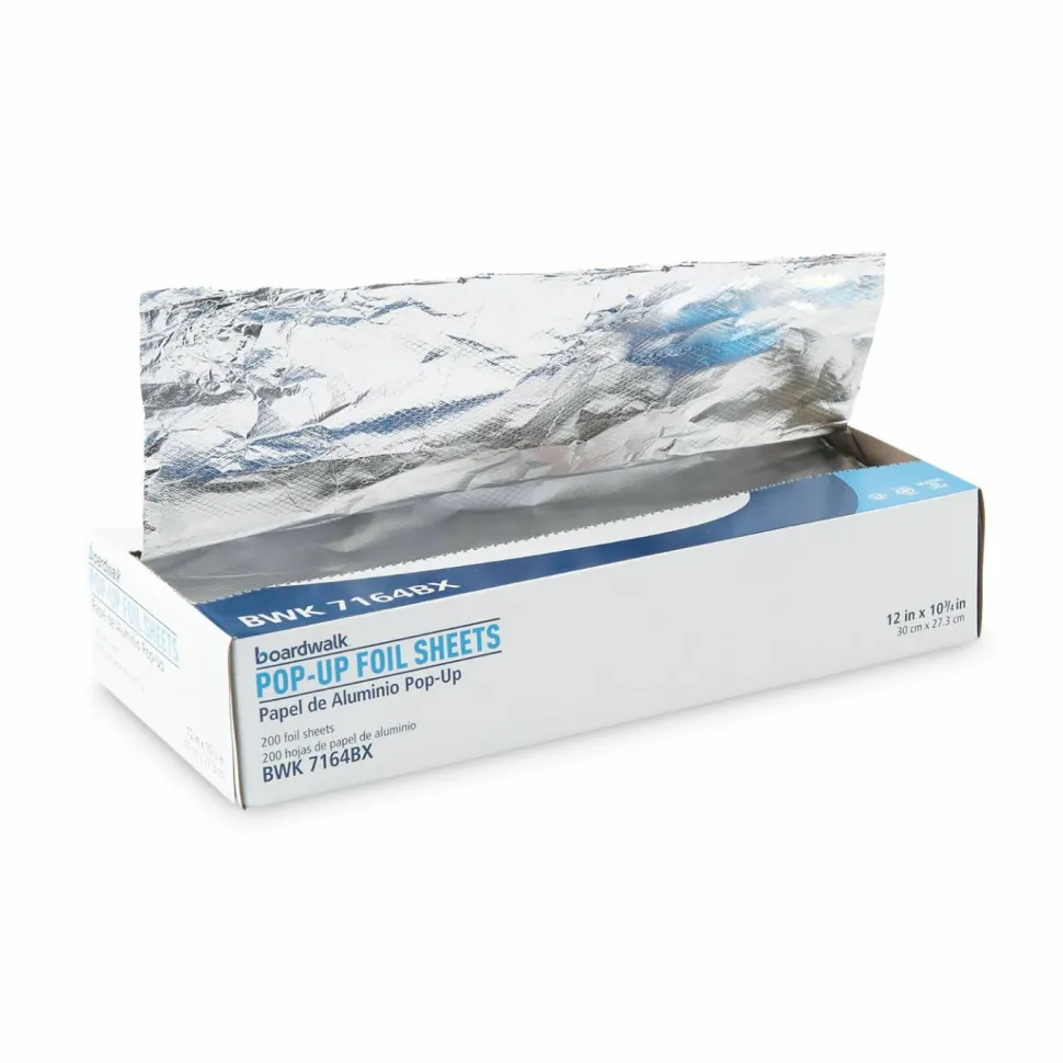 Boardwalk Standard Aluminum Foil Pop-Up Sheets, 63 Gauge, 12 x 10.75, 200/Box, 12 Boxes/Carton