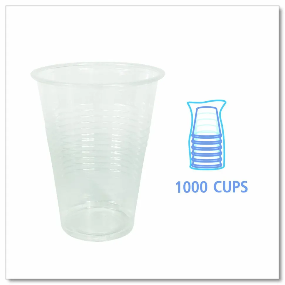 Boardwalk Translucent Plastic Cold Cups, Individually Wrapped, 9 oz, 1,000/Carton
