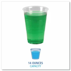 Boardwalk Translucent Plastic Cold Cups, 14 oz, 50/Sleeve, 20 Sleeves/Carton