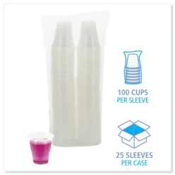 Boardwalk Translucent Plastic Cold Cups, 3 oz, 125/Sleeve, 20 Sleeves/Carton