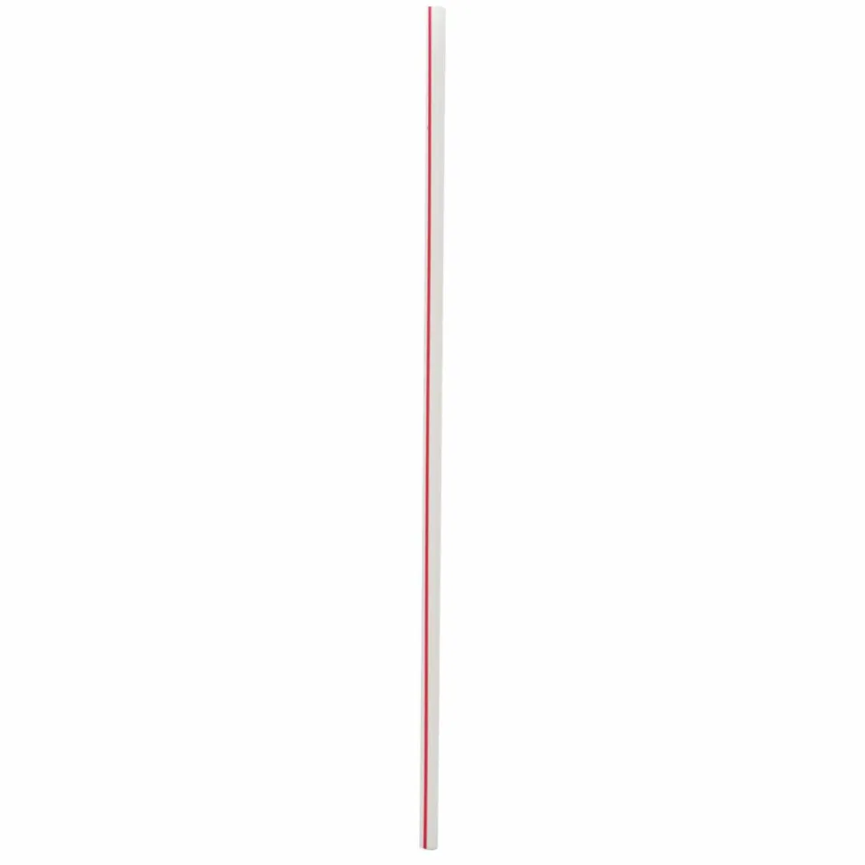 Boardwalk Wrapped Giant Straws, 10.25", Polypropylene, Red/White Striped, 300/Pack, 4 Packs/Carton
