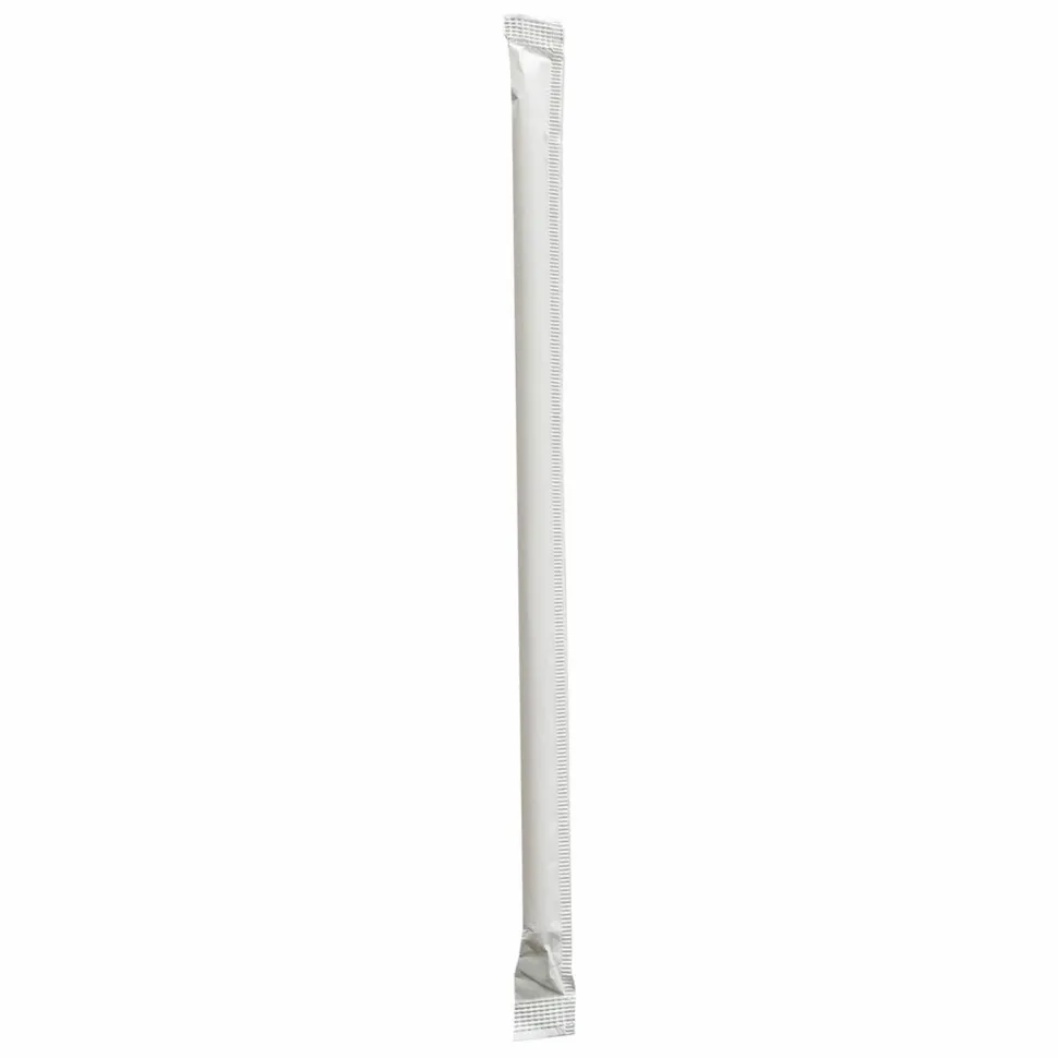 Boardwalk Wrapped Giant Straws, 7.75", Polypropylene, Red/White Striped, 300/Pack, 24 Packs/Carton