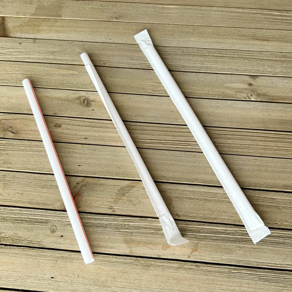 Boardwalk Wrapped Giant Straws, 7.75", Polypropylene, Red/White Striped, 300/Pack, 24 Packs/Carton