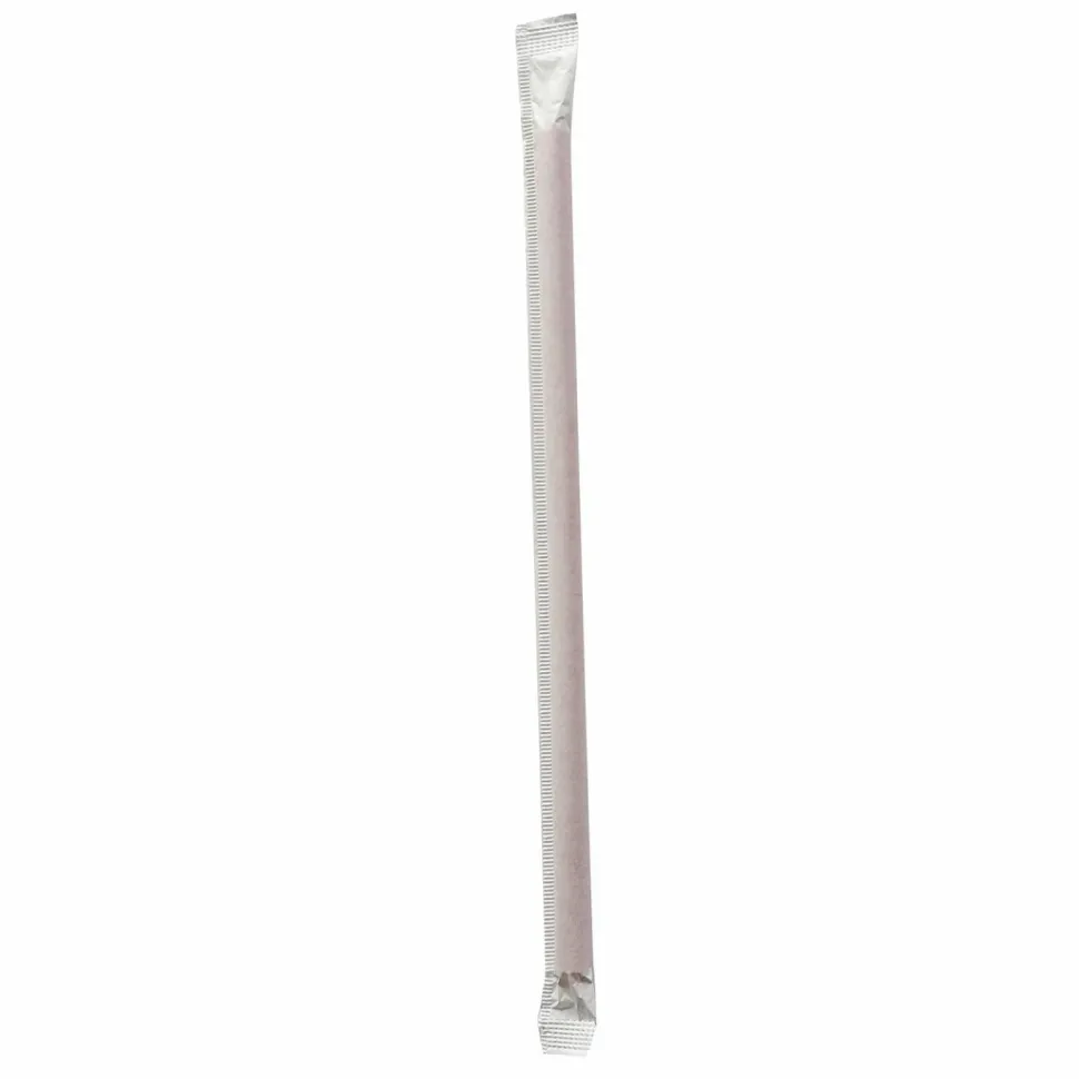 Boardwalk Wrapped Giant Straws, 7.75", Polypropylene, Red, 300/Pack, 24 Packs/Carton