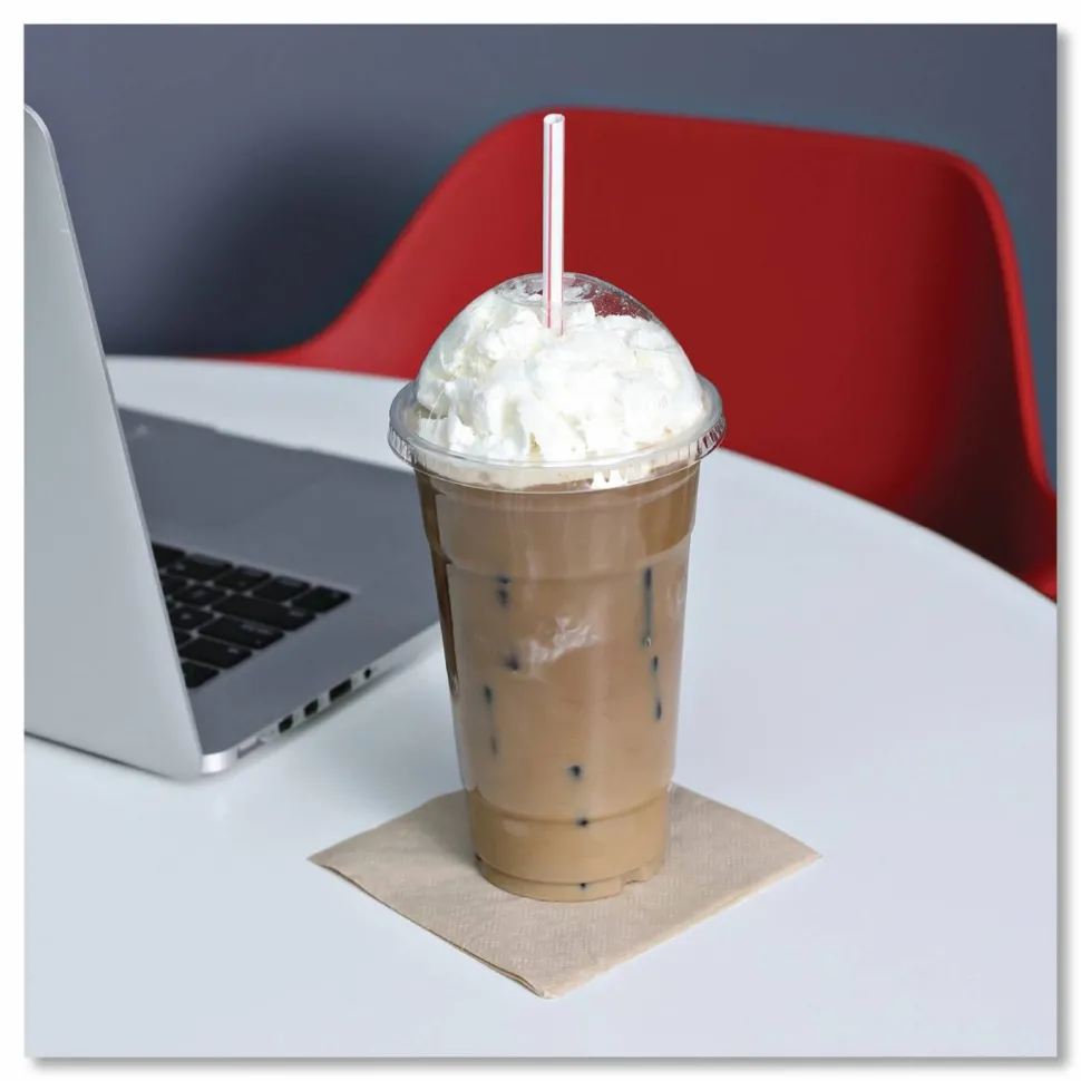 Boardwalk Wrapped Jumbo Straws, 7.75", Plastic, White/Red Stripe, 400/Pack, 25 Packs/Carton