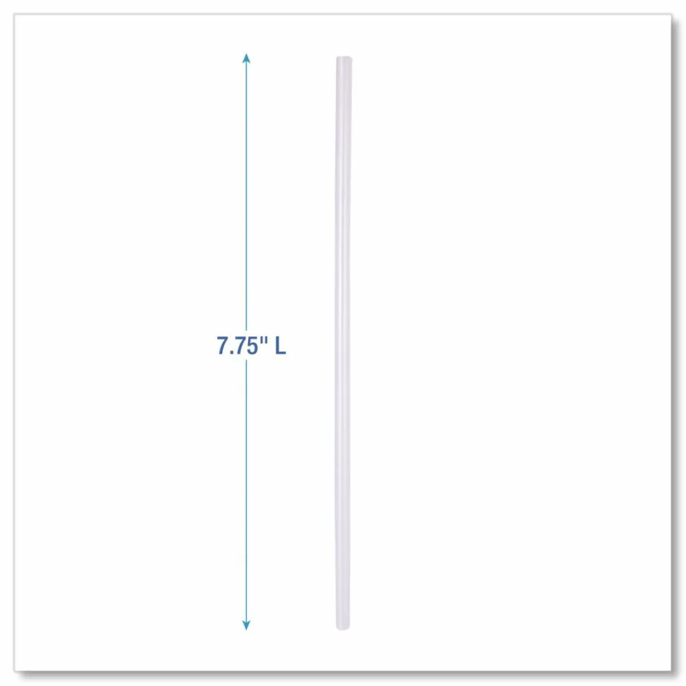 Boardwalk Wrapped Jumbo Straws, 7.75", Polypropylene, Clear, 500/Pack, 24 Packs/Carton