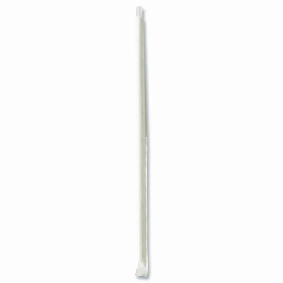 Boardwalk Wrapped Jumbo Straws, 10.25", Polypropylene, Clear, 500/Pack, 4 Packs/Carton