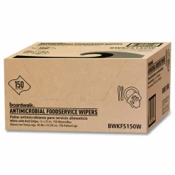 Boardwalk Antimicrobial Foodservice Wipers, 1-Ply, 12 x 21, Red/White, 150/Carton