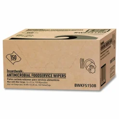 Boardwalk Antimicrobial Foodservice Wipers, 1-Ply, 12 x 21, Blue, 150/Carton