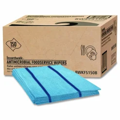 Boardwalk Antimicrobial Foodservice Wipers, 1-Ply, 12 x 21, Blue, 150/Carton