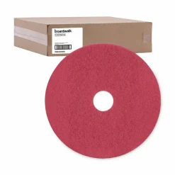Boardwalk Buffing Floor Pads, 20" Diameter, Red, 5/Carton