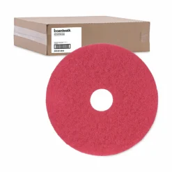 Boardwalk Buffing Floor Pads, 16" Diameter, Red, 5/Carton