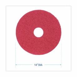 Boardwalk Buffing Floor Pads, 14" Diameter, Red, 5/Carton