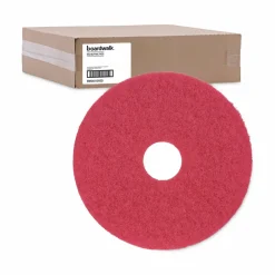Boardwalk Buffing Floor Pads, 15" Diameter, Red, 5/Carton
