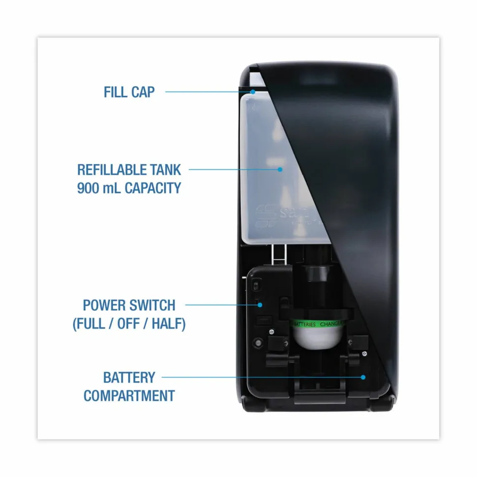 Boardwalk Bulk Fill Foam Soap Dispenser with Key Lock, 900 mL, 5.25 x 4 x 12, Black Pearl