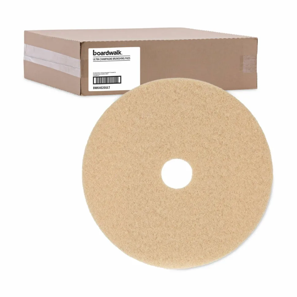 Boardwalk Burnishing Floor Pads, 20" Diameter, Tan, 5/Carton