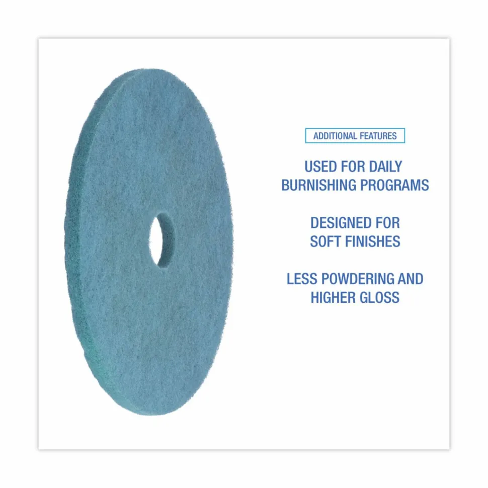 Boardwalk Burnishing Floor Pads, 20" Diameter, Aqua, 5/Carton