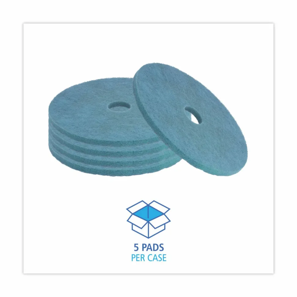 Boardwalk Burnishing Floor Pads, 20" Diameter, Aqua, 5/Carton